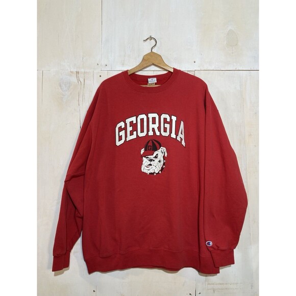 Champion Georgia Bulldogs Crewneck Sweatshirt Men’s 3XL Red Fleece Lined UGA - Picture 1 of 5